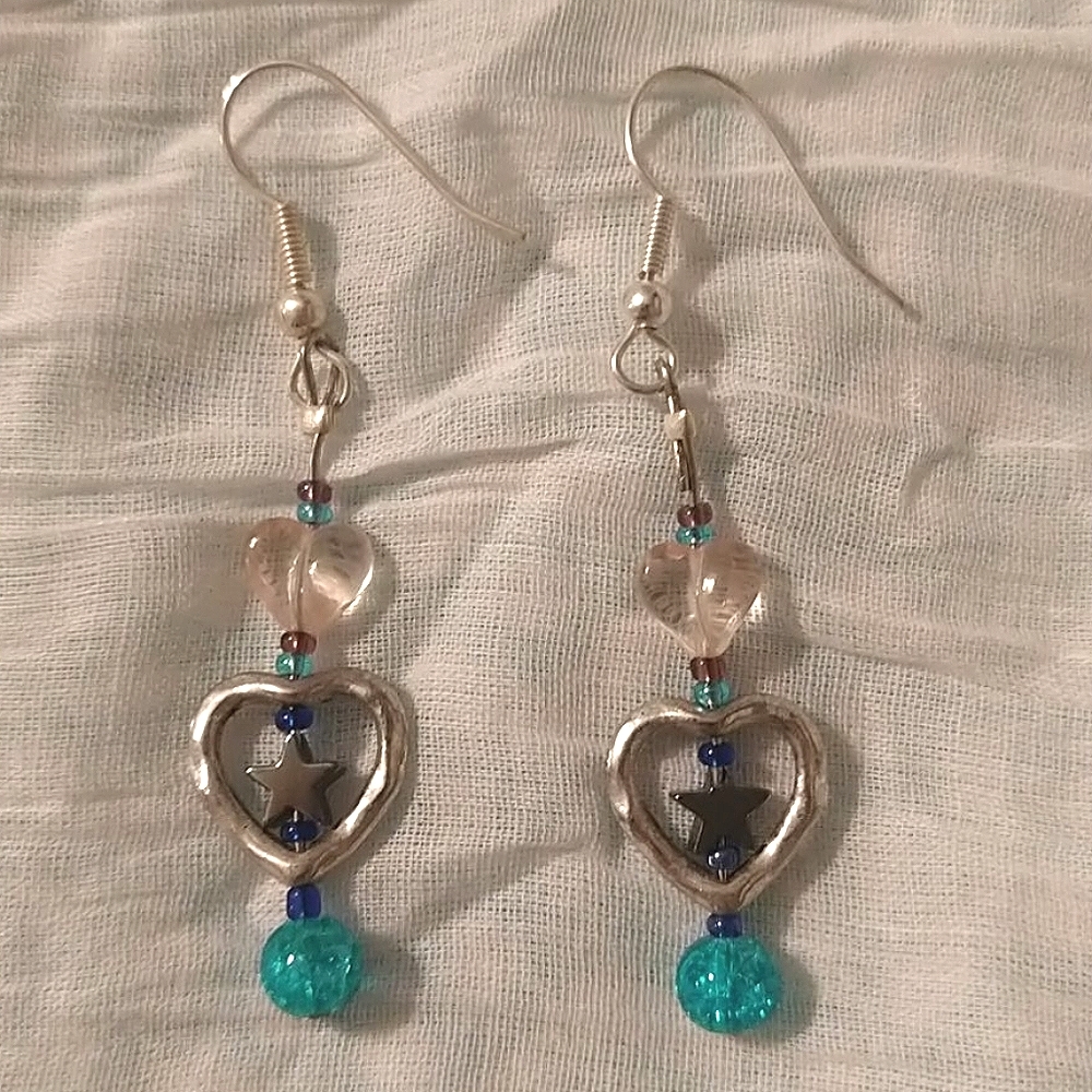 Handmade Heart and Star Earrings